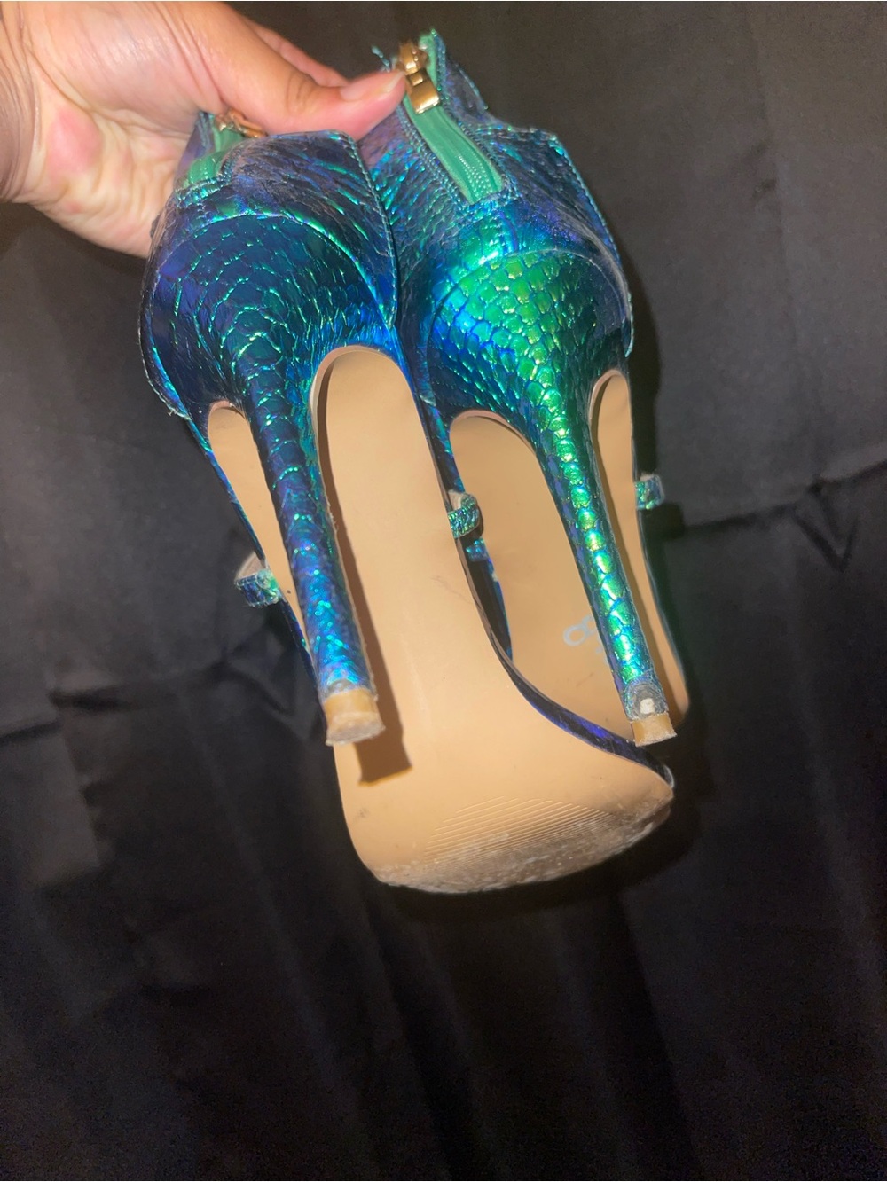 Liliana Iridescent Blue-Green Stiletto Heels